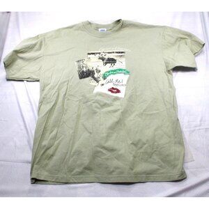 Carlosn Charlies Graphic T-Shirt XXG/XXL Olive Green 100% Cotton Casual Top